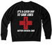 Sutter Critical Care (Smiley Face), a Deep Black Allmade Organic French Terry Crewneck Sweatshirt (back-view)