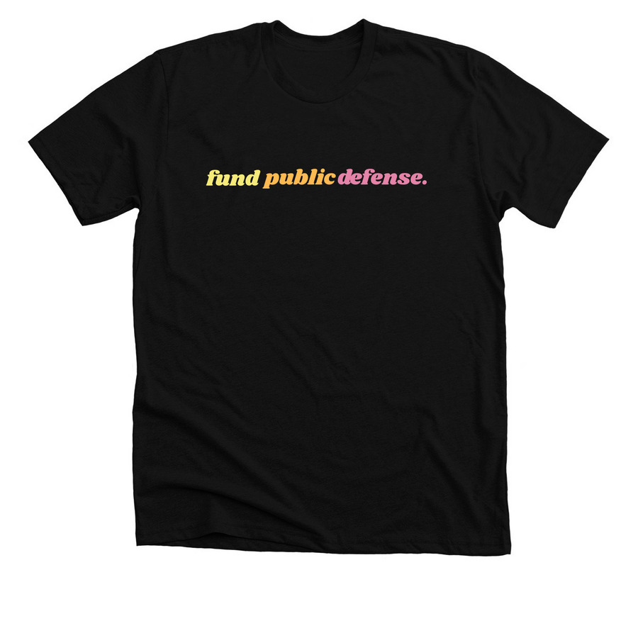 FUND PUBLIC DEFENSE, a Solid Black Blend Premium Unisex Tee