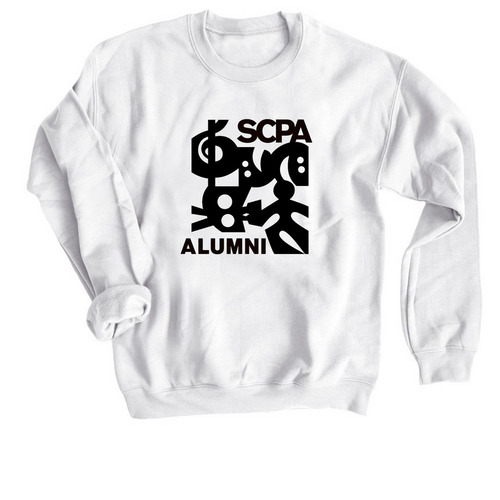 OG SCPA Alumni Logo ? White, a White Crewneck Sweatshirt