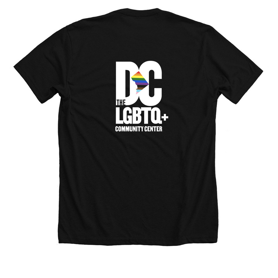 DC Progress Pride Flag, a Solid Black Blend Premium Unisex Tee (back-view)