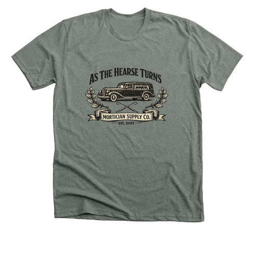 As The Hearse Turns Classic, a Deep Heather Premium Unisex Tee