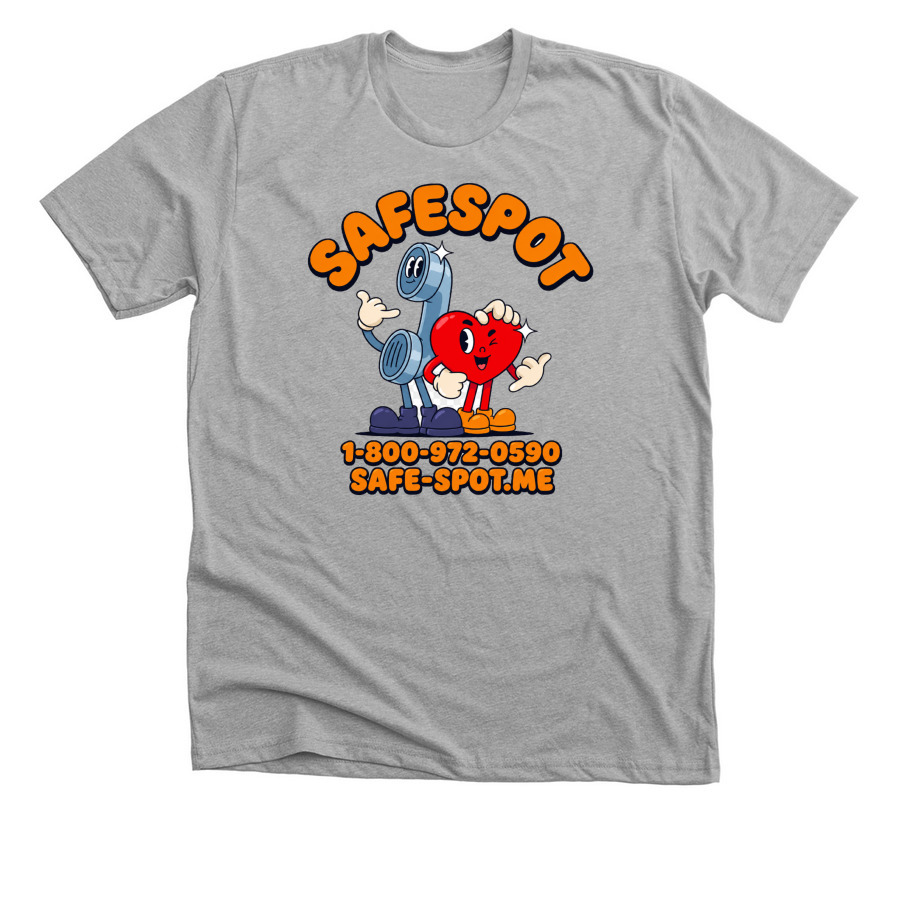 SafeSpot Overdose Hotline - Mascots, a Athletic Heather Premium Unisex Tee