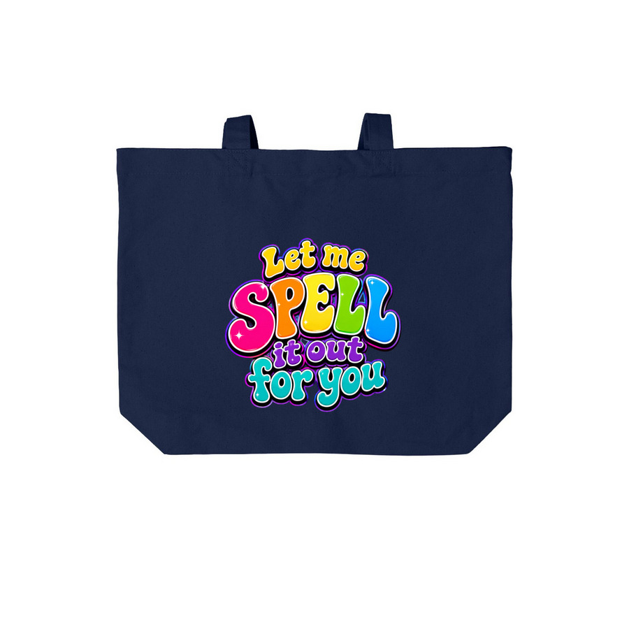 Spell it in COLOR, a River Blue Navy Cotton Canvas Tote Bag