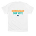 No ICE. No War. Free Palestine, a White Premium Cotton Tee (back-view)