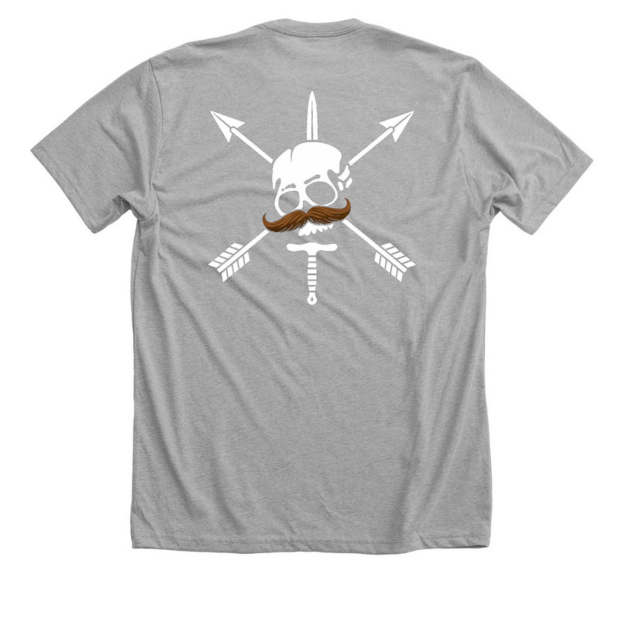Moustache, a Athletic Heather Premium Unisex Tee (back-view)