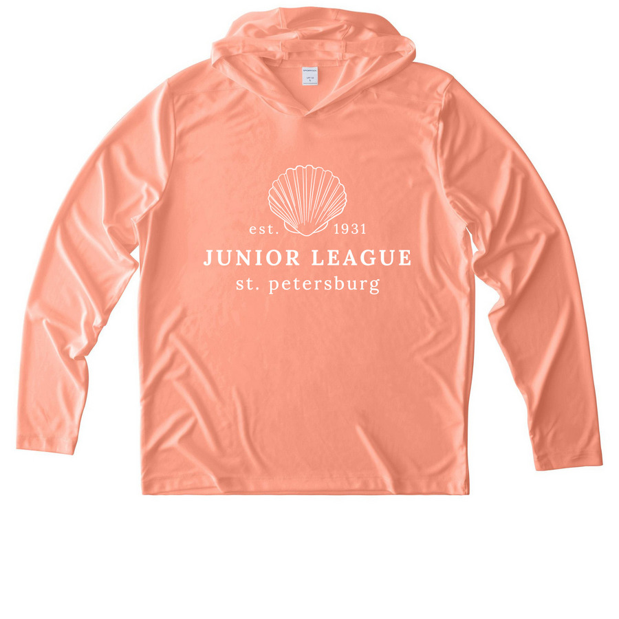 JLSP Seashell UV Long Sleeve Hoodie, a Soft Coral UV Performance Long Sleeve Hoodie