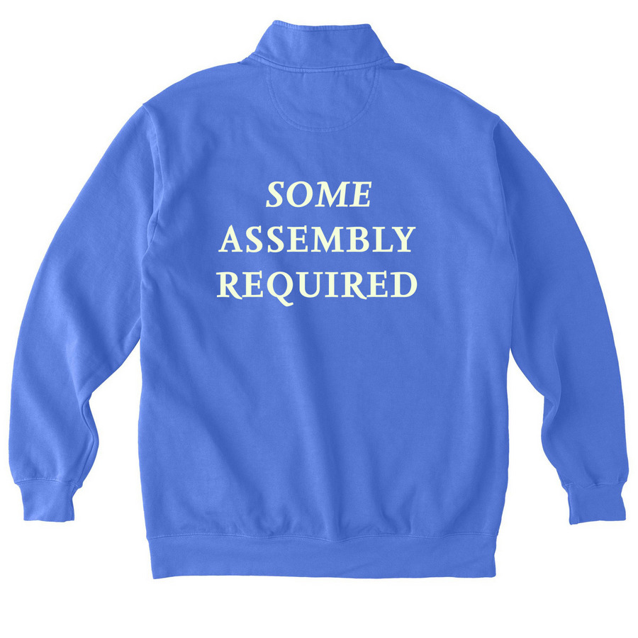 Assembly Sport Yellow, a Flo Blue Comfort Colors Quarter Zip Pullover (back-view)