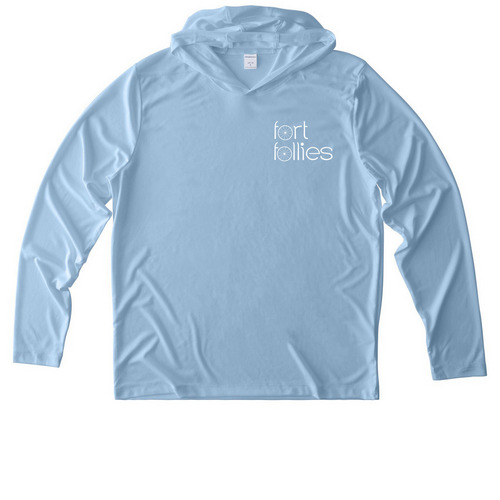 Follies UV Hoodie, a Light Blue UV Performance Long Sleeve Hoodie