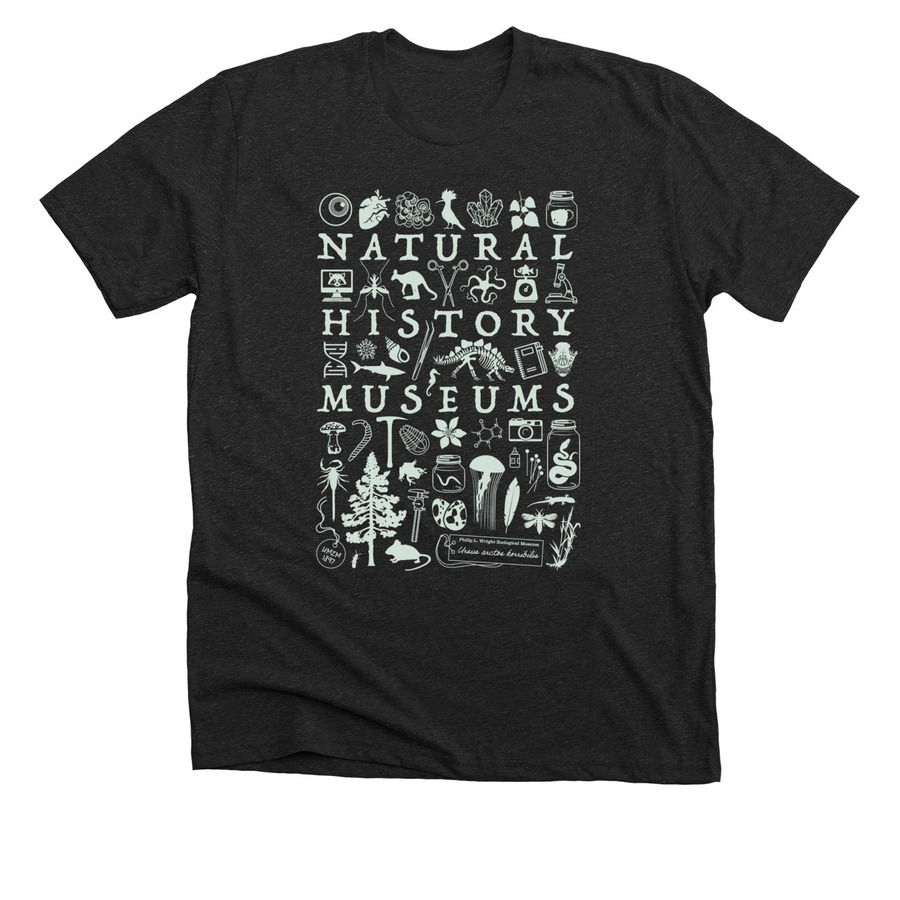(eye heart) Natural History Museums, a Dark Grey Heather Premium Unisex Tee