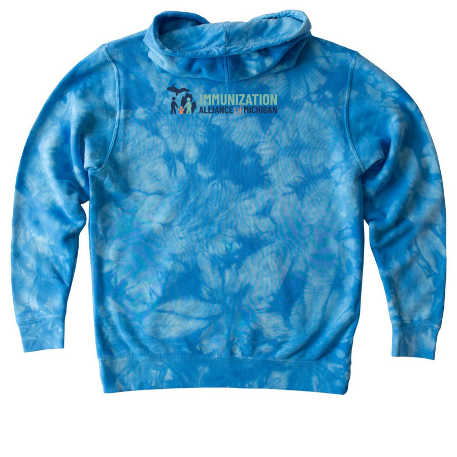 In My Vaccinated Era, a Aqua Blue Youth Tie Dye Pullover Hoodie (back-view)