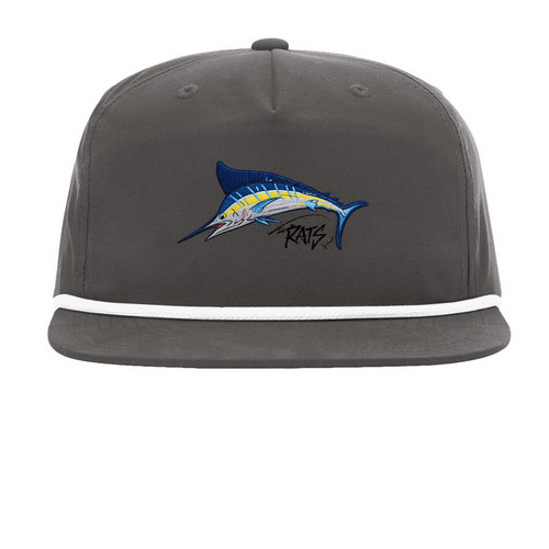 Signature Marlin Hat, a Charcoal/ White Printed Umpqua Snapback Cap