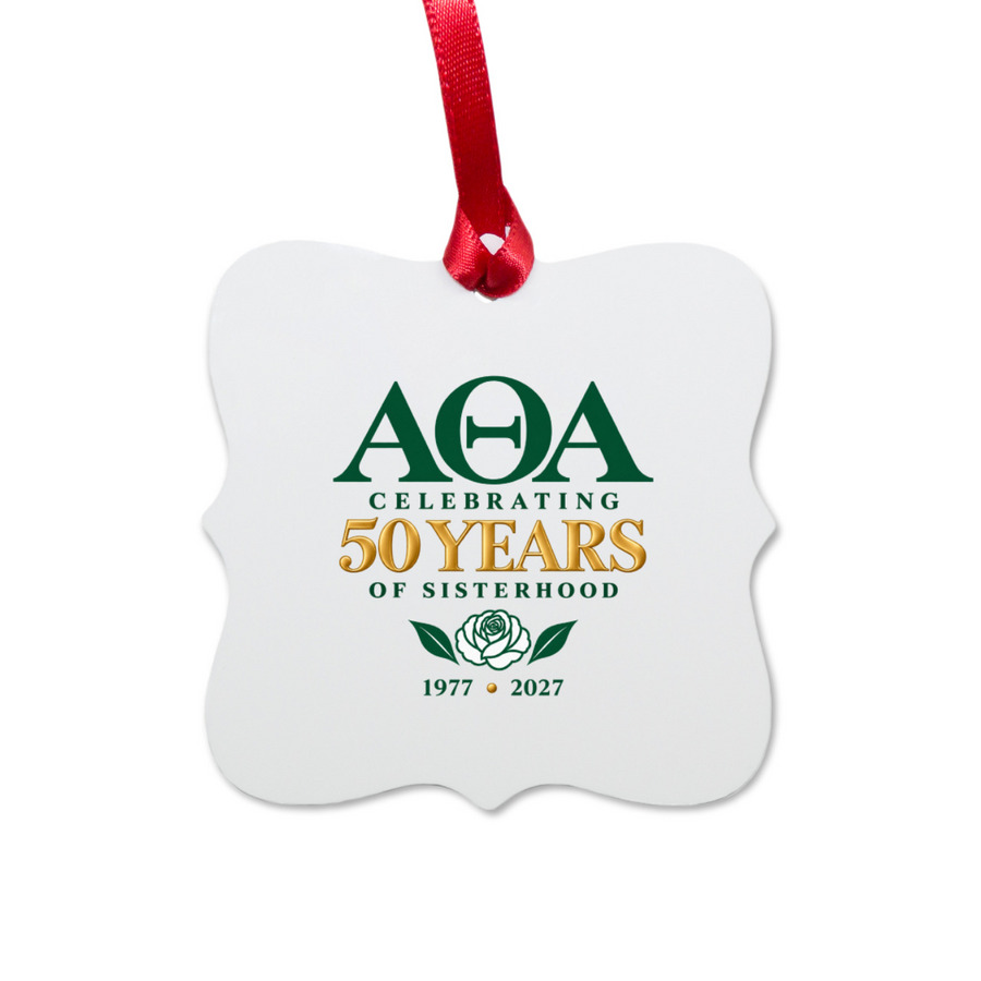 50th Anniversary Keepsake, a White Aluminum Square Ornament