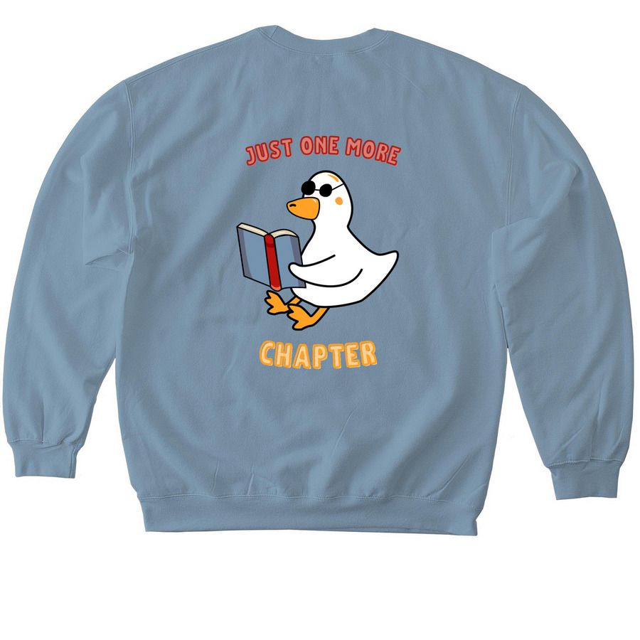 Just One More Chapter, a Stone Blue Softstyle Crewneck Sweatshirt (back-view)