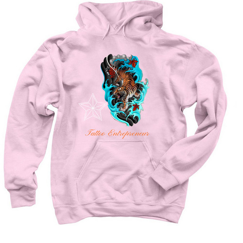 Tiger Sketch, a Light Pink Pullover Hoodie