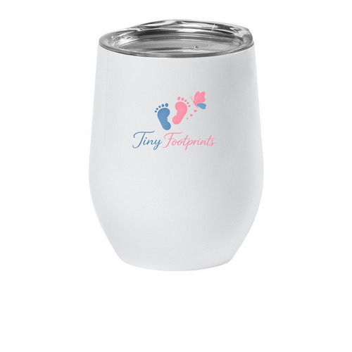 Tiny Footprints Wine Tumbler, a White Insulated Wine Cup