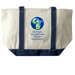 MiOTA Tote Bags, a Natural/Navy Large Two-Tone Canvas Tote Bag (back-view)