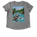 Alliance Apparel: River Running, a Aluminum Grey Allmade Eco Triblend Women?s Scoop Neck Tee (back-view)
