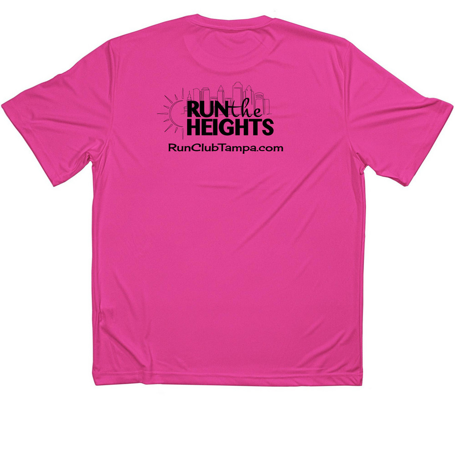RtH - Flavorful Tech Tops, a Neon Pink Classic Performance Tee (back-view)