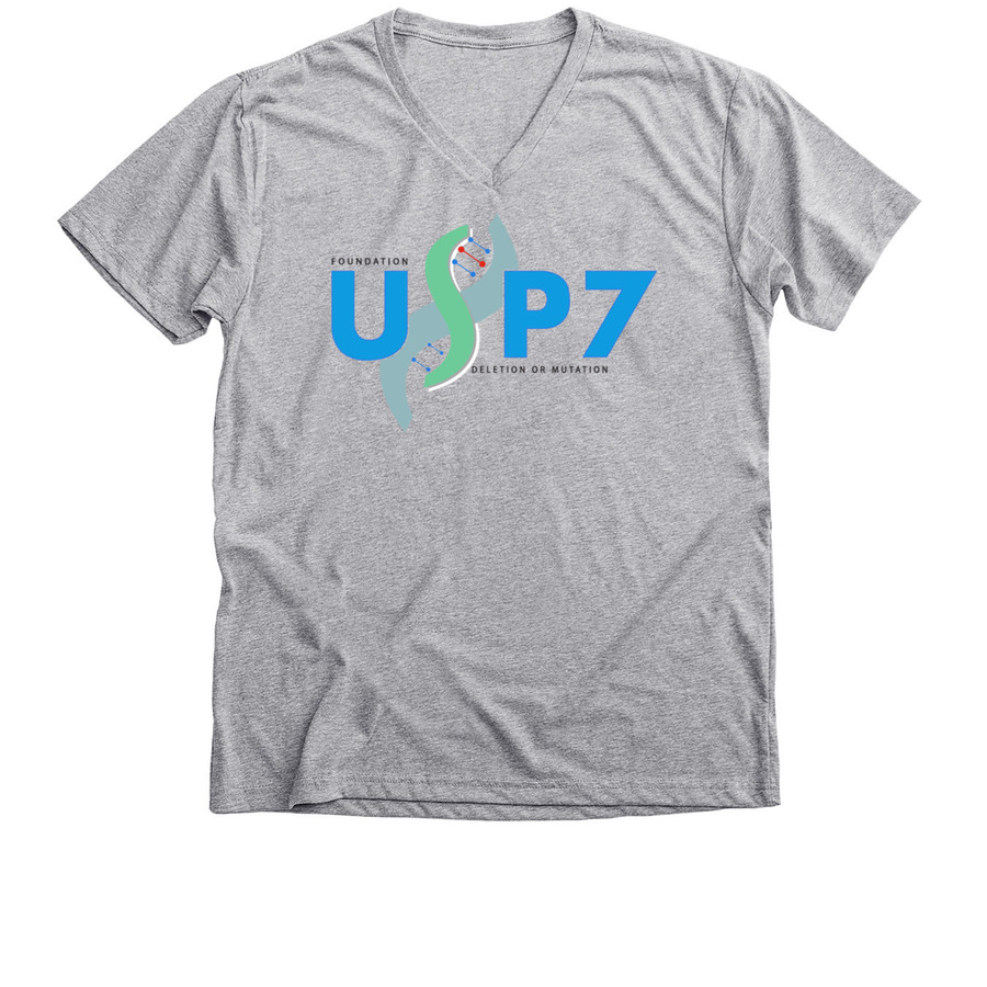 Support Research for USP7-Related Diseases, a Athletic Heather Premium V-Neck Tee
