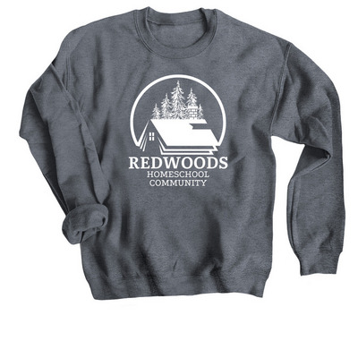 Redwoods Logo, a Dark Heather Crewneck Sweatshirt