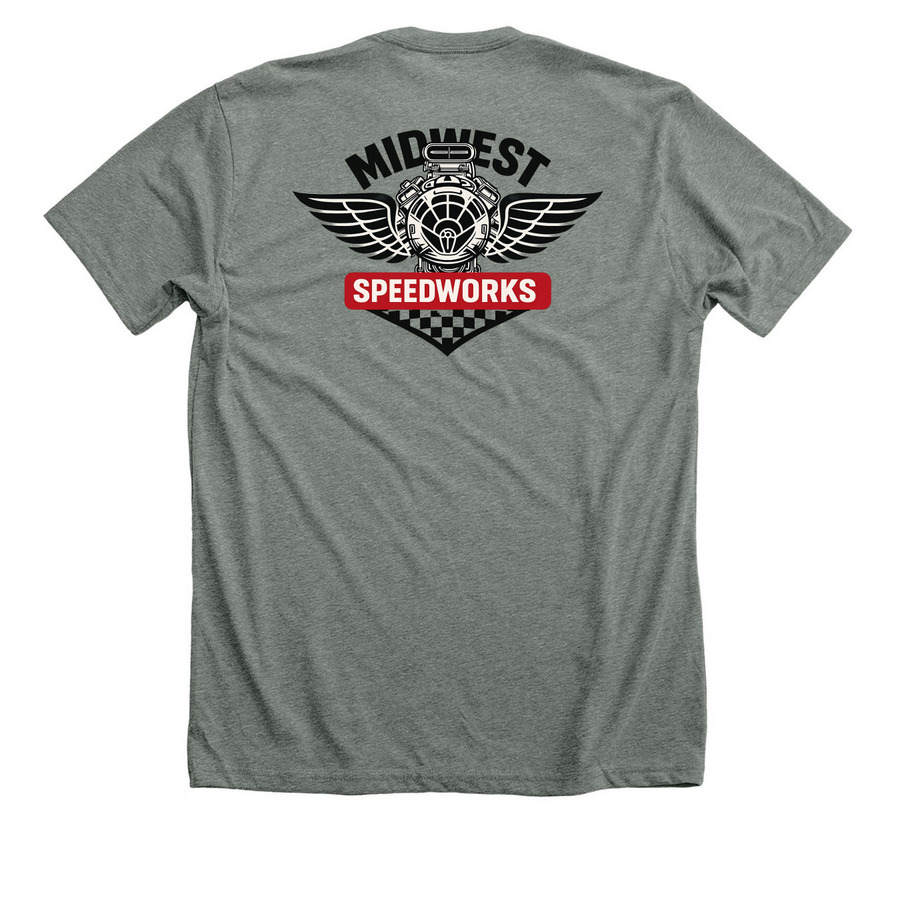 Midwest "Crane might work", a Deep Heather Premium Unisex Tee (back-view)