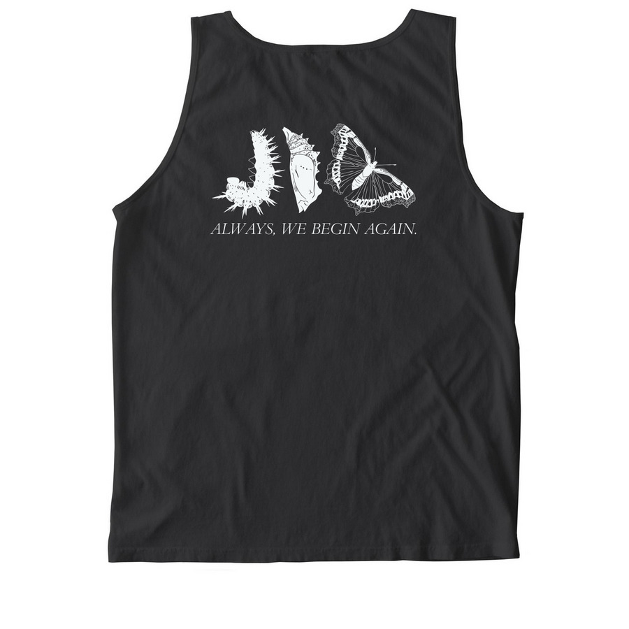 Begin Again T-Shirt, a Black Comfort Colors Tank Top (back-view)