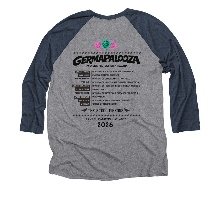 Baseball Tee, a Vintage Navy and Premium Heather 3/4 Sleeve Baseball Tee (back-view)