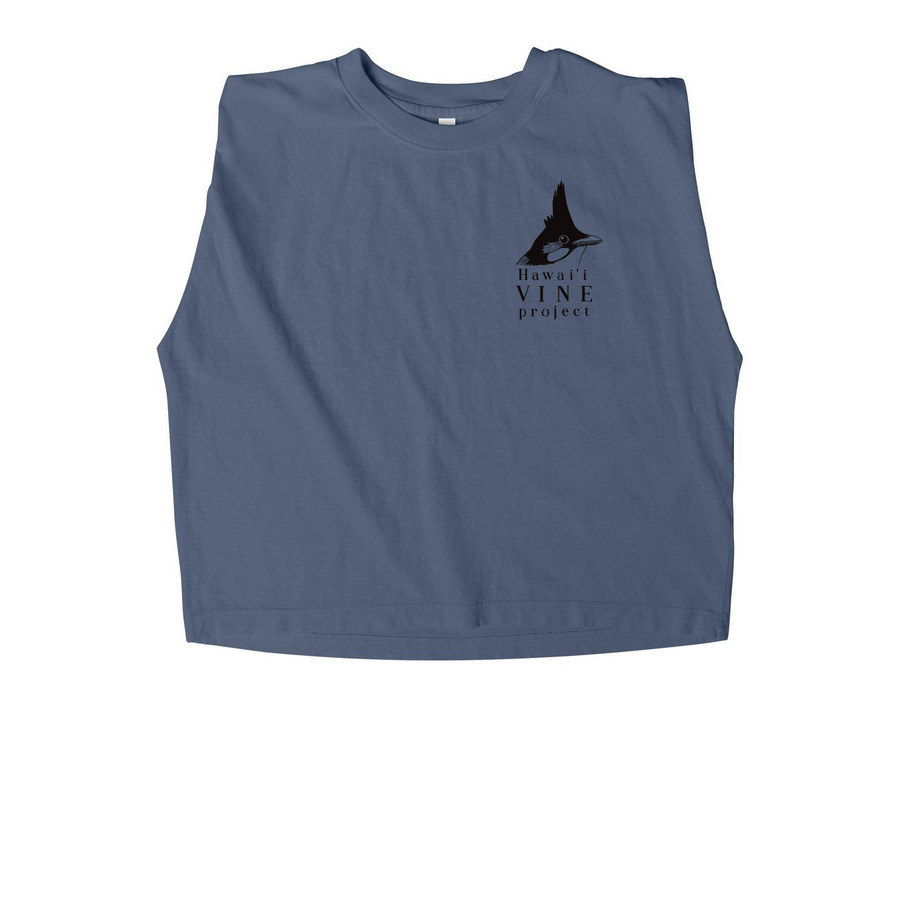 Hawai?i VINE Project Shirts, a Faded Navy Women's Heavyweight Garment Dye Muscle Tee