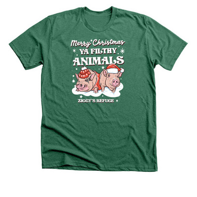 Merry Christmas, Ya Filthy Animals!, a Heather Grass Green Premium Unisex Tee
