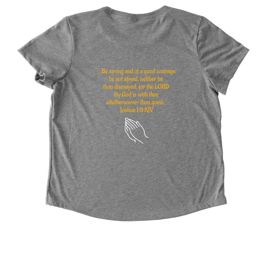Childhood Cancer Awareness, a Aluminum Grey Allmade Eco Triblend Women?s Scoop Neck Tee (back-view)