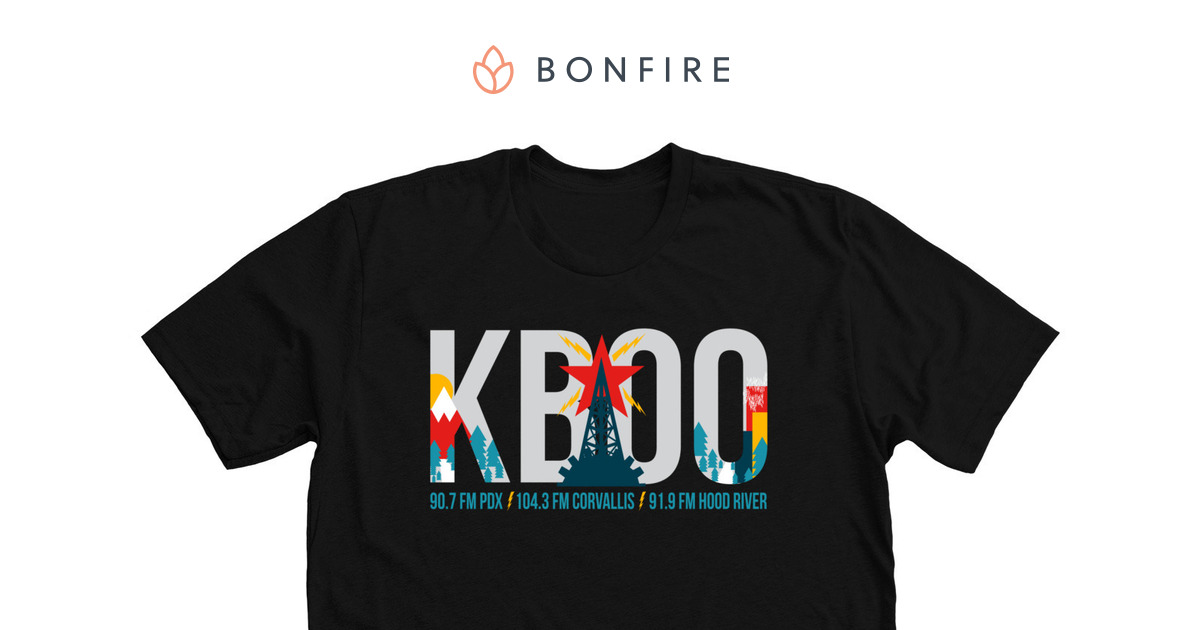 KBOO T-shirt: Deco Logo | Bonfire