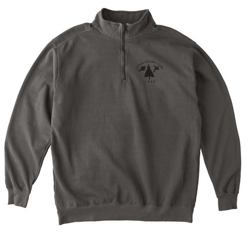 Cedar Island Club Quarter Zip and Full Zip, a Pepper Comfort Colors Quarter Zip Pullover