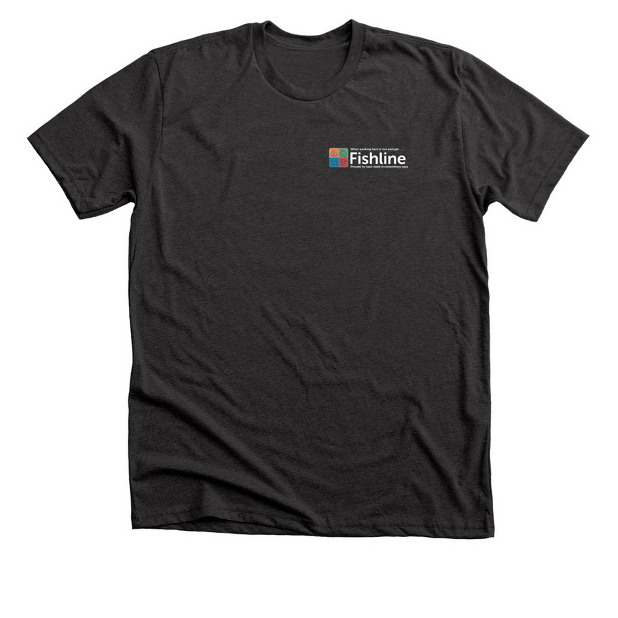Shirts with White Logo, a Dark Grey Heather Premium Unisex Tee