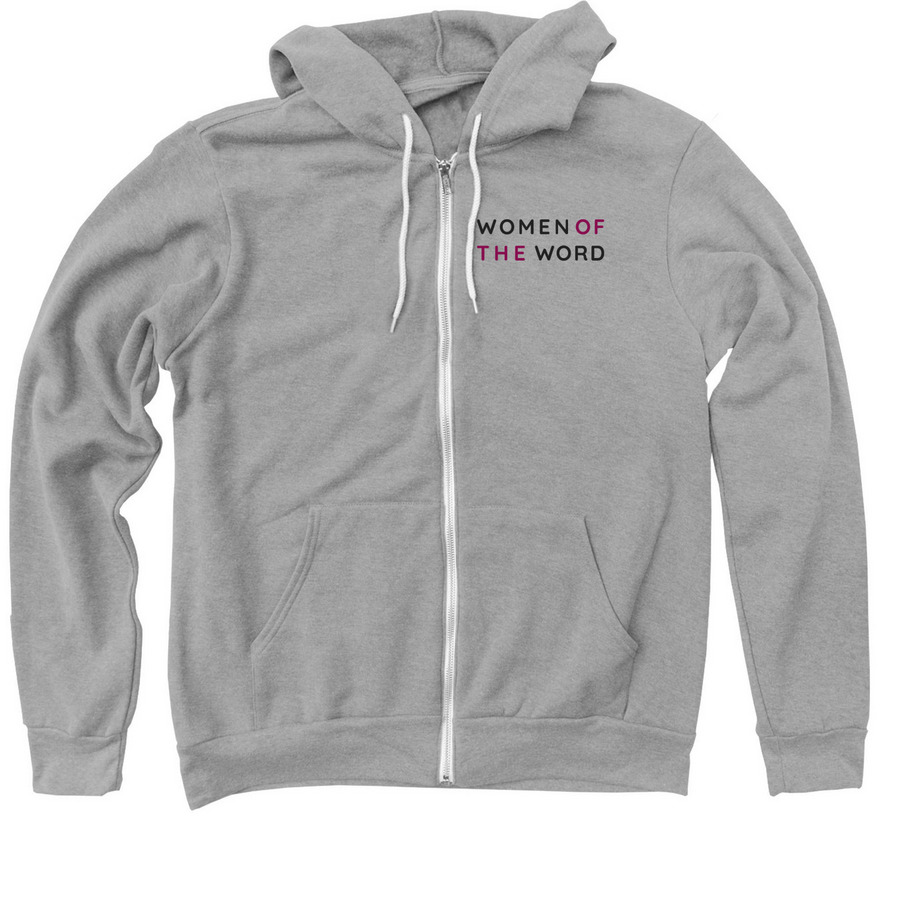 WOW merch, a Athletic Heather Zip Up Hoodie