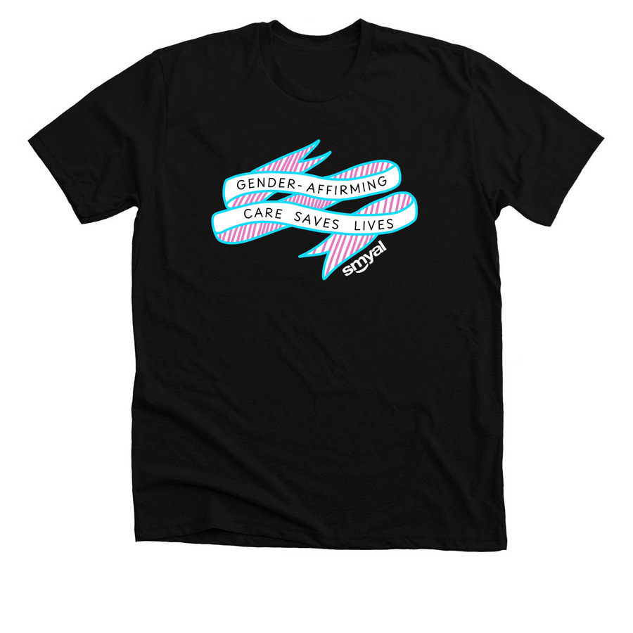Gender-Affirming Care Saves Lives, a Solid Black Blend Premium Unisex Tee