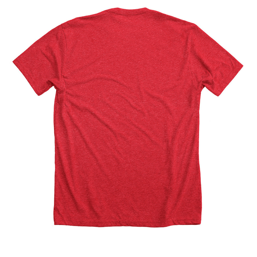 I LOVE PUBLIC SCHOOLS (Red4Ed Version), a Heather Red Premium Unisex Tee (back-view)