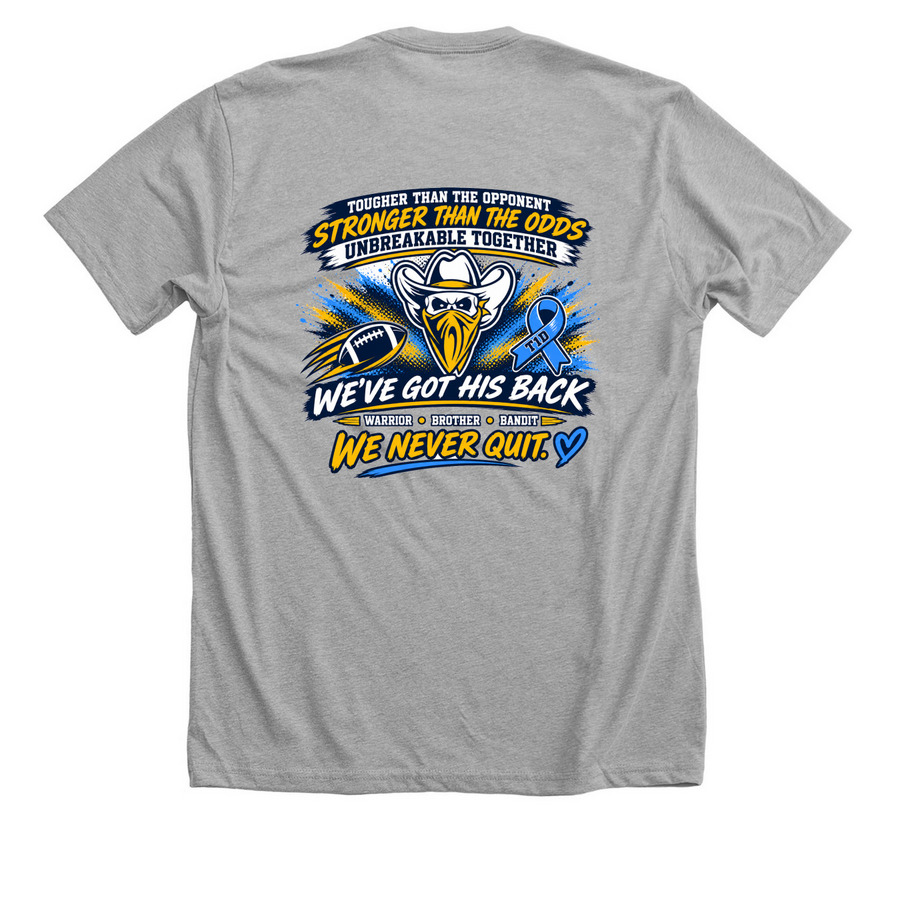 Bandits Fight as One: T1D Strong, a Athletic Heather Premium Unisex Tee (back-view)