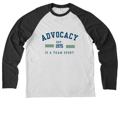 NOVA52: Advocacy Is A Team Sport, a Space Black/ Bright White Allmade Eco Triblend Colorblock Raglan Long Sleeve Tee