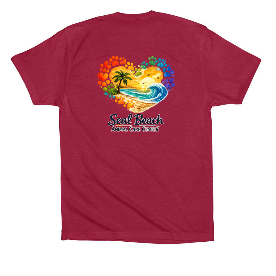 SBACC Beach Art Premium Cotton Tee, a Cardinal Premium Cotton Tee (back-view)