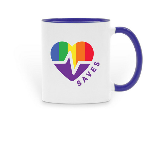 LGBTQ SAVES Mug, a Dark Blue Two-Tone Ceramic Mug
