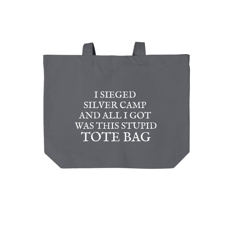 Silver Siege Souvenir, a Storm Grey Cotton Canvas Tote Bag