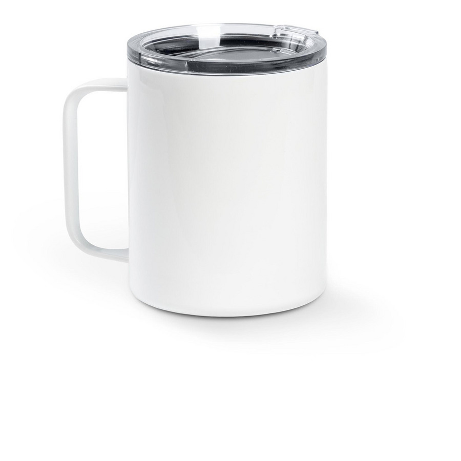 nick weather cup, a White Stainless Steel Travel Mug (back-view)