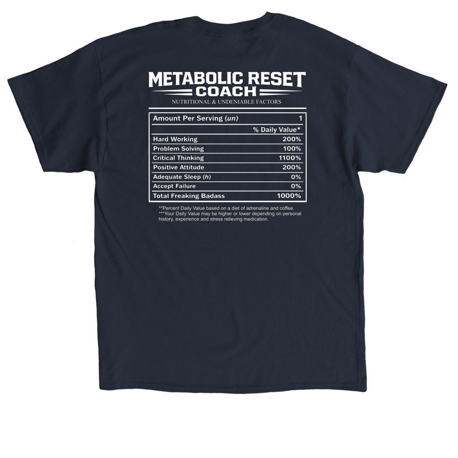 Metabolic Reset Nutrition Label Tee&nbsp;, a Navy Classic Unisex Tee (back-view)