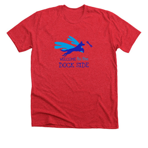 The Dock Side, a Heather Red Premium Unisex Tee