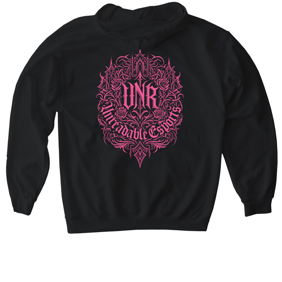 Wandering Soul: Hot Pink, a Black Gildan Softstyle Pullover Hoodie (back-view)
