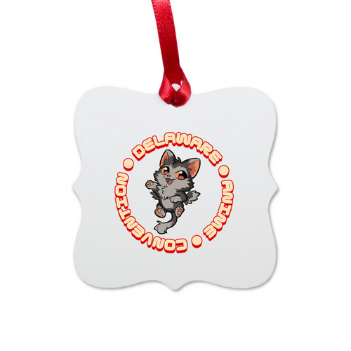 DAC Kitty Poof Ornament, a White Aluminum Square Ornament