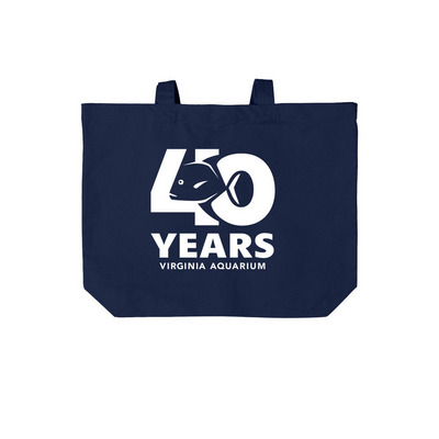 Virginia Aquarium 40th Anniversary, a River Blue Navy Cotton Canvas Tote Bag