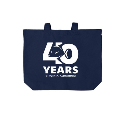 Virginia Aquarium 40th Anniversary, a River Blue Navy Cotton Canvas Tote Bag