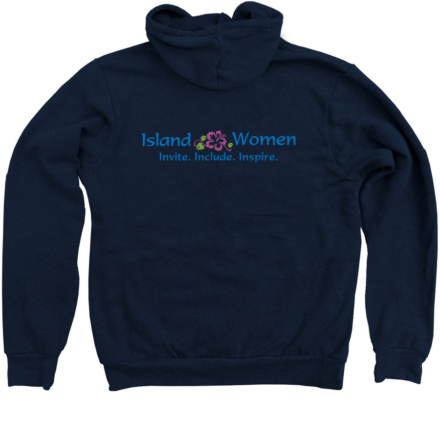 Island Women Zippy Hoodie, a Navy Zip Up Hoodie (back-view)