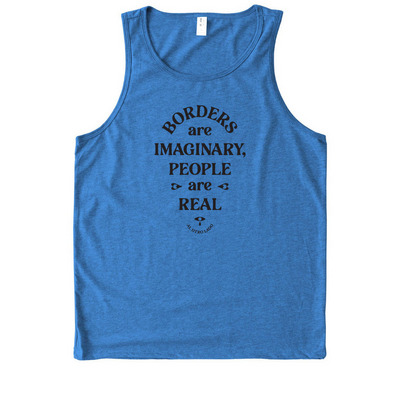 Borders (Bright Colors/Black Text), a Azure Blue Allmade Eco Triblend Tank